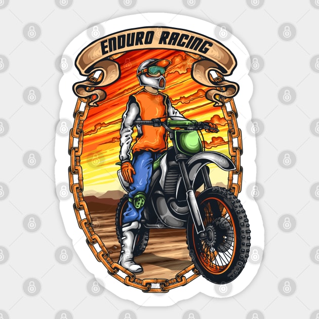 Motocross racer with helmet Sticker by Mako Design 